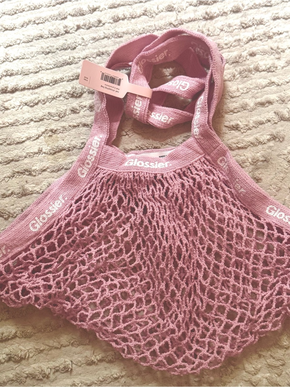 Rare NWT Glossier Net Shopping Bag in Pink